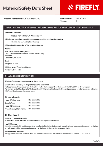 FIREFLY MSDS - Athena