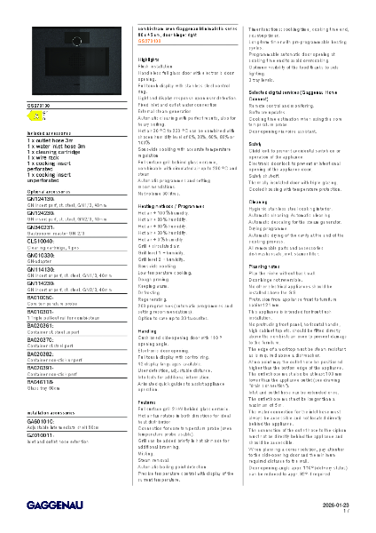 GS270100 Product Specification Sheet