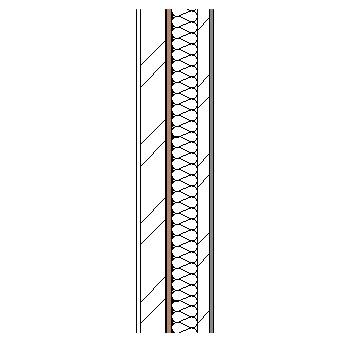 Ceramic panel with metal frame ,weather barrier, particleboard insulation, steel frame and plasterboard lining