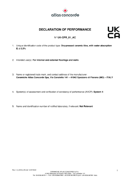 UKCA - DoP - Porcelain by Atlas Concorde