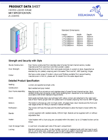 Heated Z Locker - Product Data Sheet