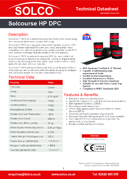 Solcourse HP DPC Technical Data Sheet