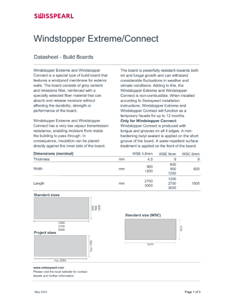 Windstopper Extreme/Connect Datasheet