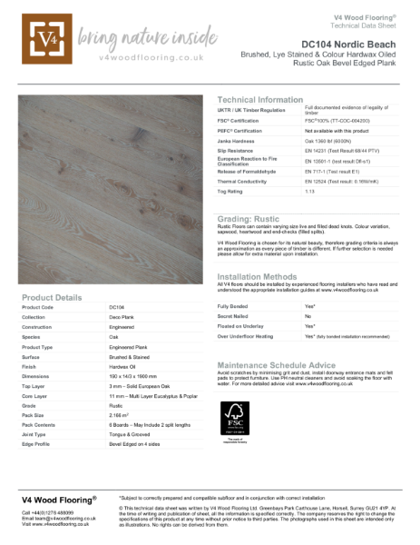 DC104 Nordic Beach I Technical Datasheet