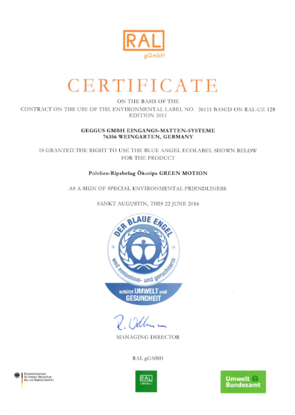 Blue Angel Ecolabel Certification