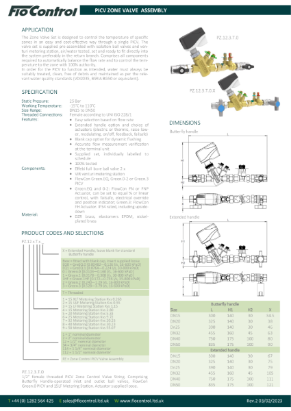 Zone PICV Valve Assembly