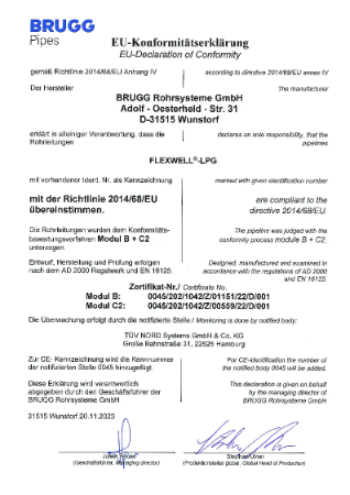 Konform Erkl LPG zu Zertifikat