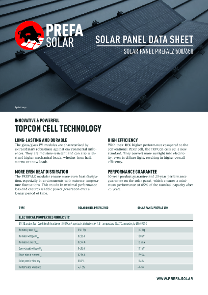 PREFA Solar Data Sheet