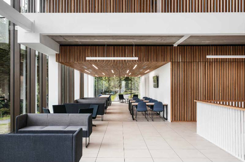 Absorb-R WoodTec Wall Slats at the University of Lancaster Health Innovation Campus.