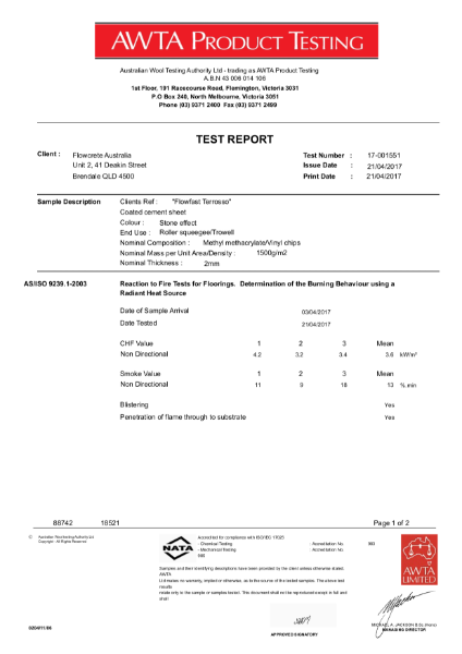 AWTA Test results