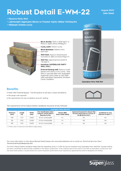 Masonry Party Wall Robust Details Solutions | Superglass Insulation Ltd