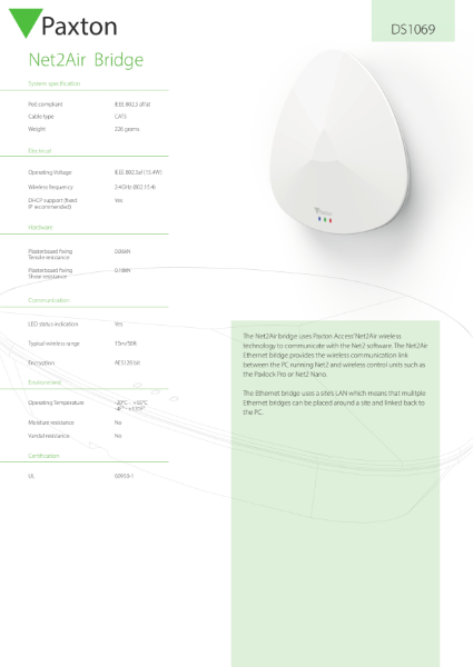 Net2 Air Bridge - data sheet