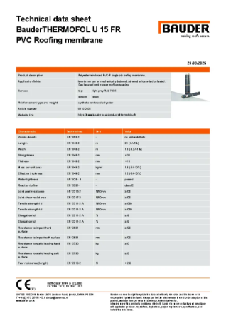 BauderTHERMOFOL U 15 FR PVC Roofing membrane (Light Grey)