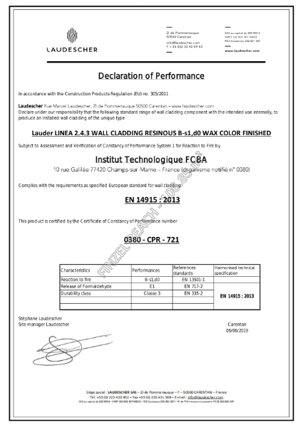 Laudescher Fire Wall Certificate - Example