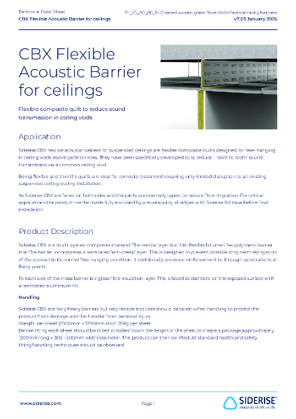 Siderise CBX flexible acoustic barriers for ceilings v7.03