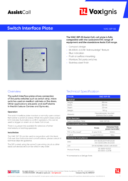 ViAC-SIP-SS Datasheet rev1