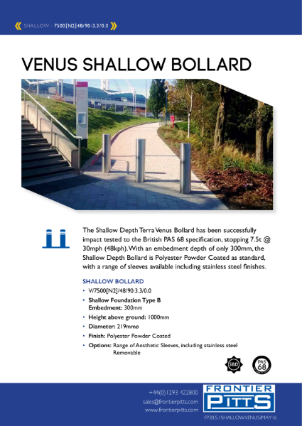 PAS 68 Shallow Depth Static Terra Venus Bollards