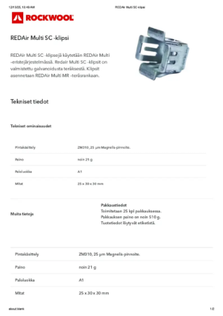 Tuotekortti - REDAir Multi SC -Kipsi