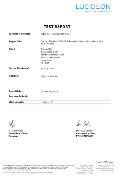 SMART top fixed structural glass test report