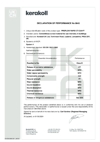 DoP (UKCA) - EN.EN.0643.001 Proflow Rapid