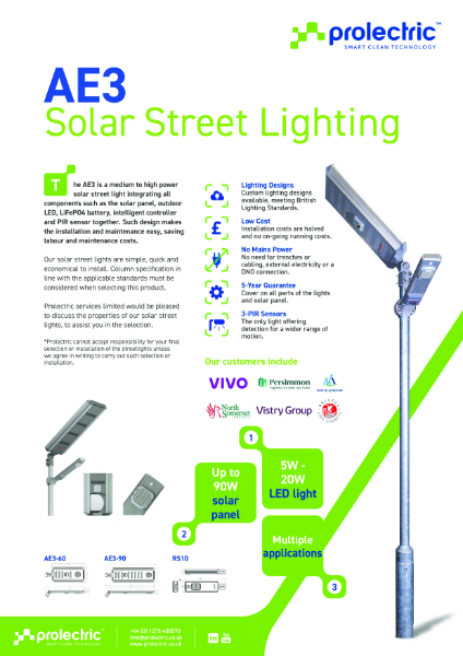 Prolectric AE3 Solar Street Lighting