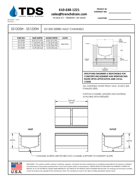 SS1200 Series Half Channels