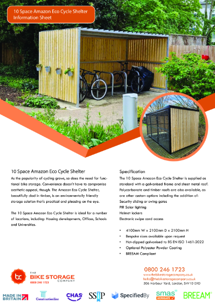 Amazon Eco Cycle Shelter Specification Sheet