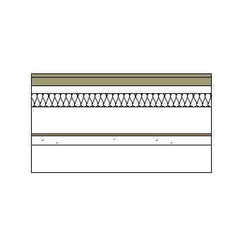 Ground bearing floor with timber sheeting, battens, screed, mineral wool insulation and concrete slab