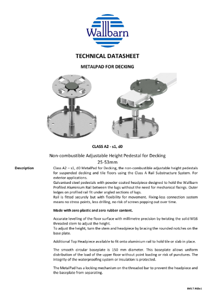Datasheet - MetalPad for Decking 25-53mm