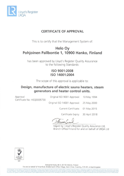 ISO 9001:2008 and ISO 14001:2004 Certificate