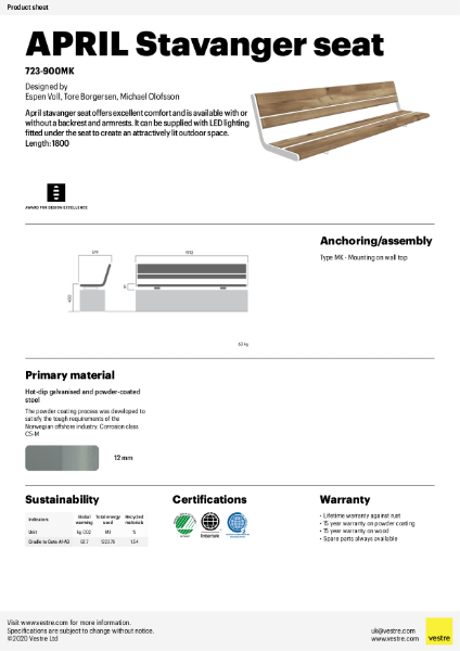 APRIL Stavanger Seat - 723-900MK