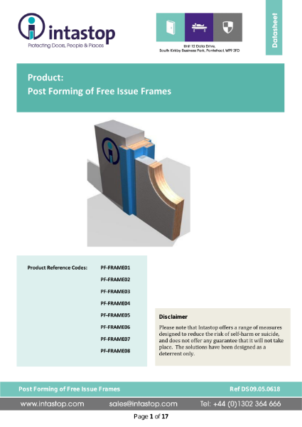 Data Sheet - Postformed Frame