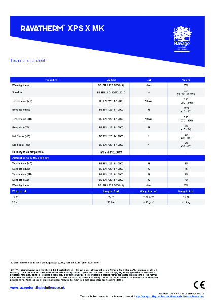 Ravatherm XPS X MK Technical Data Sheet