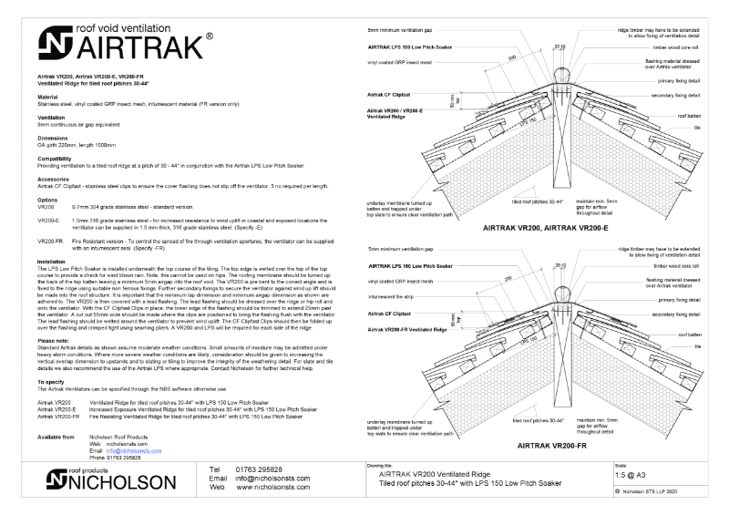 AIRTRAK VA200 30-44 degs Tech Data Sheet