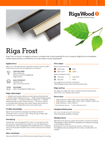 Riga Frost - Datasheet - Riga Wood