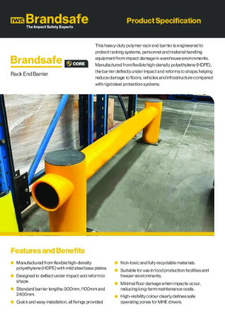 Polymer Rack End Safety Barrier - Brandsafe Spec Sheet