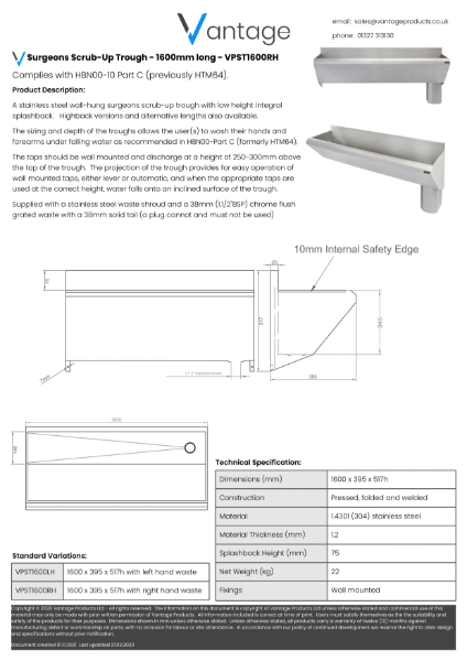 Product Data Sheet - VPST1600RH (02)