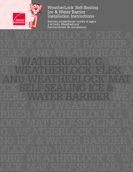 Weatherlock Sealf-Sealing Ice & Water Barrier Installation Instructions