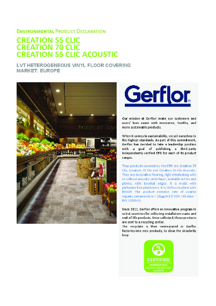 EPD - Creation 55 Clic/ Creation 70 Clic/ Creation 55 Clic Acoustic