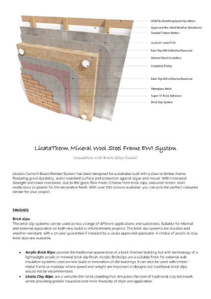 Licata Therm Mineral Wool Timber Frame  EWI Brick-Slips System