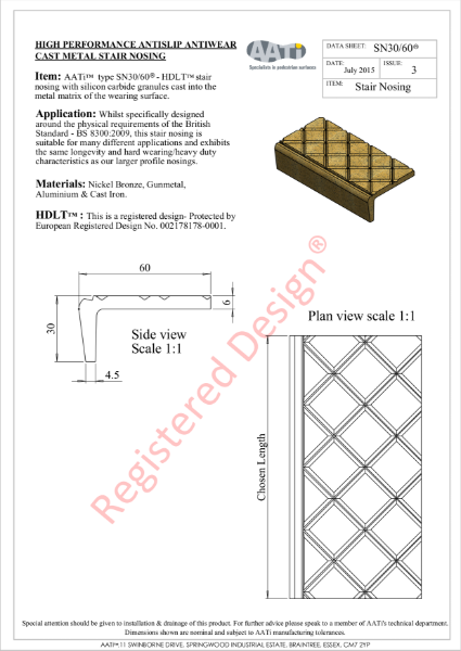 Stair Nosing Anti-slip type SN30/60® Cast metal