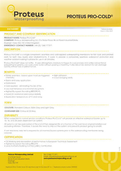 Proteus Pro-Cold Data Sheet