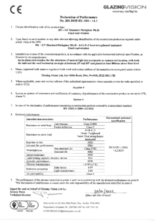 Pitchglaze Declaration of Performance for CE mark - 6-14-11.5 HS Laminated