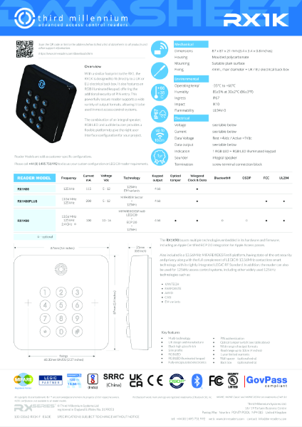 RX1K – Access Control Reader Datasheet