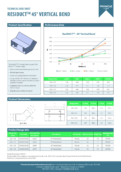 ResiDUCT Datasheet - 45 Vertical Bend