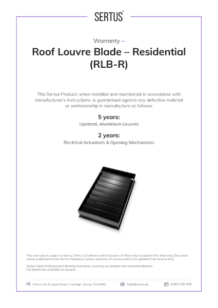 Sertus RLB-R Warranty