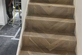 Cladding Stairs in Engineered Herringbone Parquet Flooring