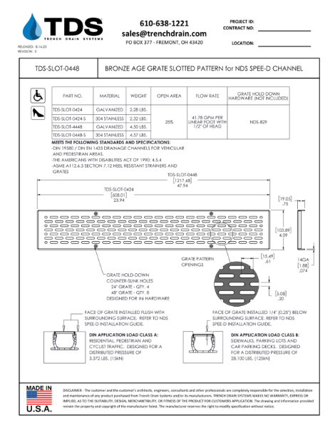 Bronze Age Slotted Pattern for NDS SPEE-D Channel