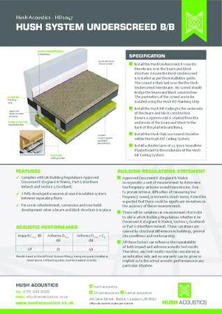 HD1047: Hush System BB Under Screed Sound Insulation System