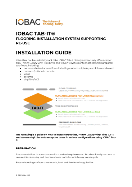 IOBAC Tab-It Adhesive-free Flooring - Installation Guide